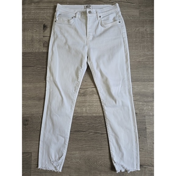 Agolde Denim - AGOLDE White High Rise Distressed Frayed Raw Hem Skinny Jeans Women's Size 29